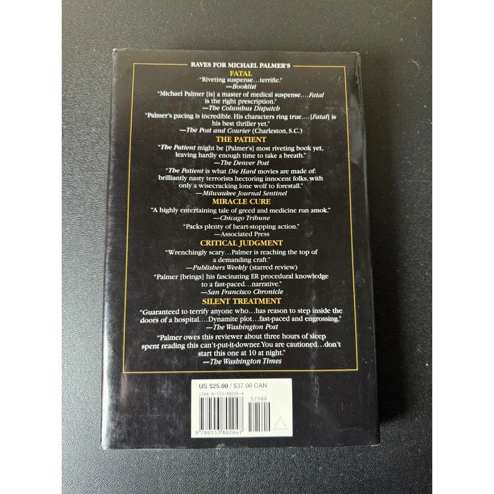 The Society by Michael Palmer Hardcover Medical‎ Thriller 2004 ISBN 0553802046